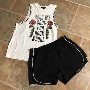 Bundle of top & Nike shorts. both are Small.